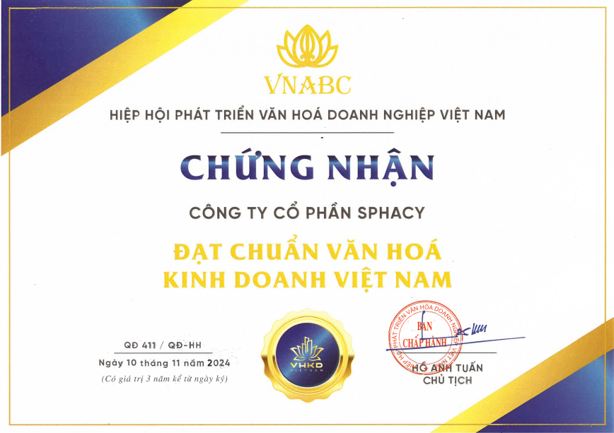 Certificate of Compliance with Vietnam Business Culture Standards